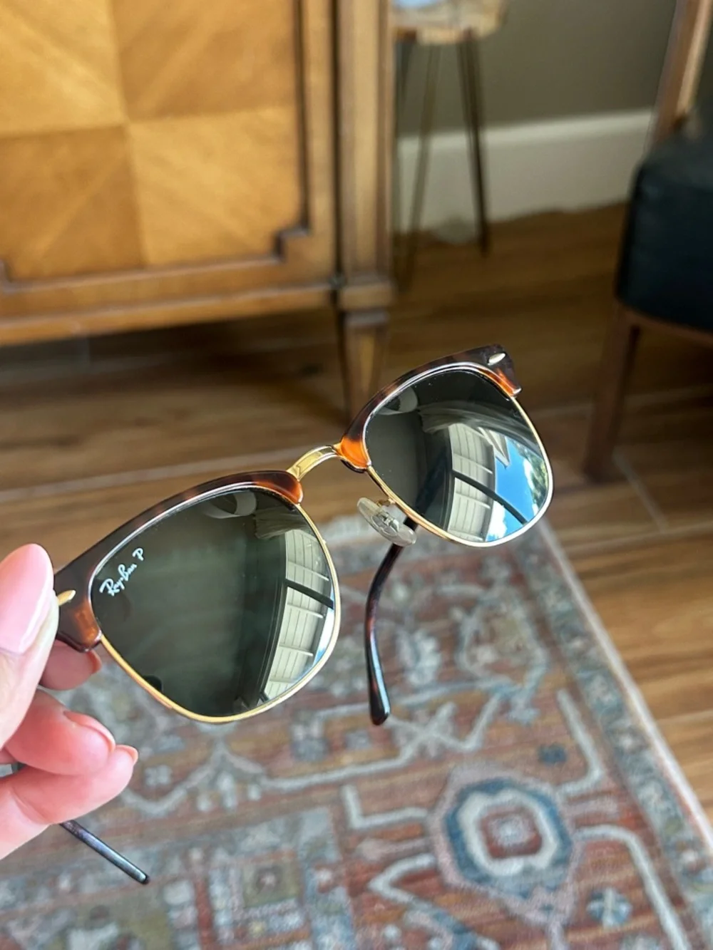 Ray-Ban RB3016 Clubmaster Polarized Sunglasses Havana Gold 51-21 w/ Case